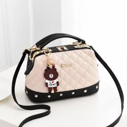 Yijiani Plaid Pattern Metal Alloy Handbag - Rice W