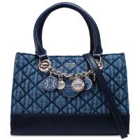 Guess Victoria Quilted Plaid Handbag - Blue Jeans