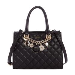 Guess Victoria Quilted Plaid Handbag - Black