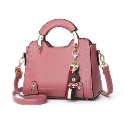 NEW Women's Shoulder Bag with Metal Handle - Dark Pink