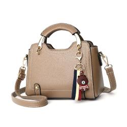 NEW Women's Shoulder Bag with Metal Handle - Khaki