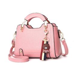 NEW Women's Shoulder Bag with Metal Handle - Pink