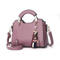 NEW Women's Shoulder Bag with Metal Handle - Purple