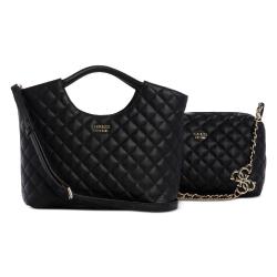 Guess Miriam 2-In-1 Quilted Tote Small - Black