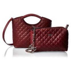 Guess Miriam 2-In-1 Quilted Tote Small - Maroon