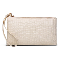 Crescent Crocodile Skin Pattern Lady Wallet Beige