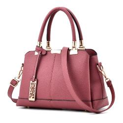 NEW Fashion Elegant Lady Leather Handbag Dark Pink