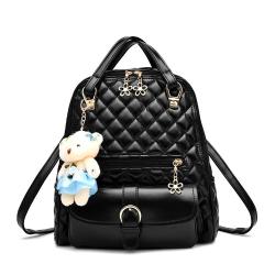 New Durable PU Leather Backpack With Pendant-Black