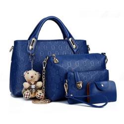 Tas Fashion Wanita 4 in 1 Dengan Boneka - Blue