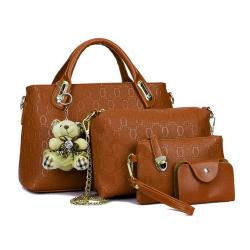 Tas Fashion Wanita 4 in 1 Dengan Boneka - Brown