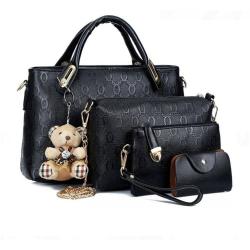 Tas Fashion Wanita 4 in 1 Dengan Boneka - Black