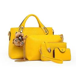 Tas Fashion Wanita 4 in 1 Dengan Boneka - Yellow