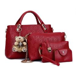 Tas Fashion Wanita 4 in 1 Dengan Boneka - Red