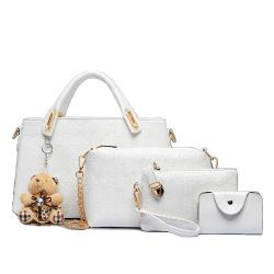 Tas Fashion Wanita 4 in 1 Dengan Boneka - White