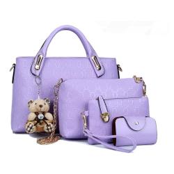 Tas Fashion Wanita 4 in 1 Dengan Boneka - Purple