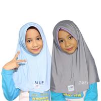 Funkids Inara Jilbab Anak 2 in 1 Blue Grey Ukuran S