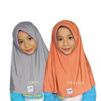 Funkids Inara Jilbab Anak 2 in 1 Grey Orange Ukuran S