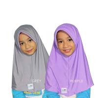 Funkids Inara Jilbab Anak 2 in 1 Grey Purple Ukuran L