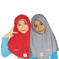 Funkids Inara Jilbab Anak 2 in 1 Red Grey Ukuran L