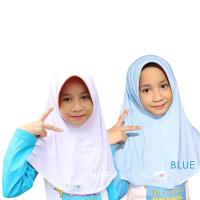 Funkids Inara Jilbab Anak 2 in 1 White Blue Ukuran M
