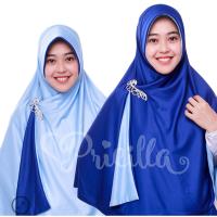 Pricilla Jilbab 2in1 Hyget Premium Skyblue Ukuran L