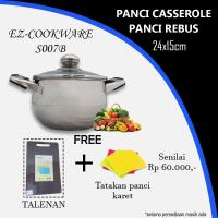 Panci Rebus Panci Sup Casserole 24cm Stainless Dengan Tutup EZ Cook
