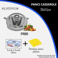 Panci Rebus Panci Mie Panci Sup Casserole 20cm Stainless Dengan Tutup - PLATINUM FREE GIFT