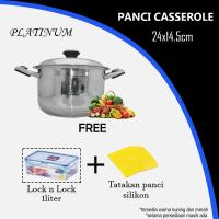 Panci Rebus Panci Mie Panci Sup Casserole 24cm Stainless Dengan Tutup - PLATINUM FREE GIFT