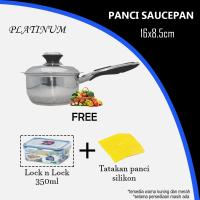 Panci Susu Panci Mie Saucepan 16cm Stainless Dengan Tutup - PLATINUM FREE GIFT