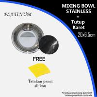 Mixing Bowl Stainless 20cm - Tempat Adonan Rantang Makanan Salad dengan Penutup Karet - FREE GIFT