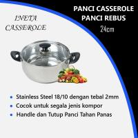 Panci INETA CASSEROLE 24cm Panci Rebus Panci Sup + TUTUP PANCI - BERHADIAH TATAKAN PANCI