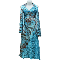 Sunday Long Dress B 03155 Turquoise Brown Size 10