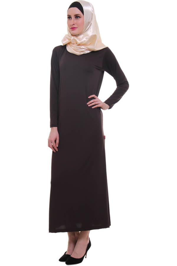 Lucky Sunday Manset  Gamis  Anisah Brown Fashion Wanita 