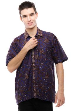 Lucky Sunday Short Sleeve Shirt TR16.004 Navy Cokelat L