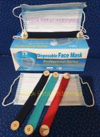 Masker Disposable 3ply Earloop 100 pcs Free Pengait Hijab_Jilbab - Ijin Edar BNPB