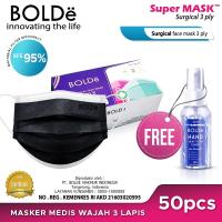 BOLDe Surgical Mask (Hitam Putih) 50 pcs Free Hand Sanitizer