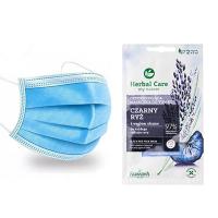 Bundling Surgical Face Mask (5 Pcs) + 2x Herbal Care Black Rice Face Mask (10 Ml)