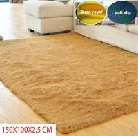 karpet bulu rasfur uk 150x100x2.5cm coklat muda