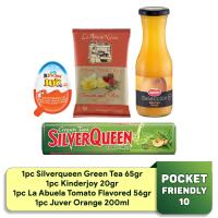 Pocket Friendly 10: Kinderjoy, Silverqueen, La Tomato 56gr, Juver Orange 200ml