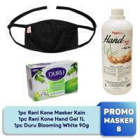 Promo Masker 8: Masker Kain, Rani Kone Hand Gel 1L, Duru Blooming White