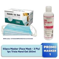 Promo Masker 1: Masker 3ply, Trisia Hand Gel 250ml