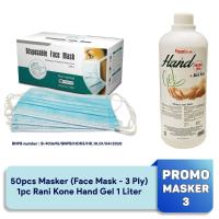 Promo Masker 3: Masker 3ply, Rani Kone Hand Gel 1L