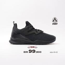 Aerostreet uk 43 Alpha Full Black - Sepatu Sneakers Casual Sport Sekolah Pria Wanita Aero Street