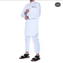 Mars Fashion - Kurta Pria Lengan Panjang Toyobo Set Kurta Dan Celana Putih Ukuran XXL