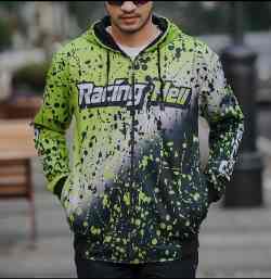 Mars Fashion - Jaket Hoodie Zipper Pria Lotto Elvana Racing Hell Hijau Hitam Ukuran XL