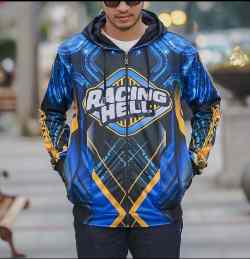 Mars Fashion - Jaket Hoodie Zipper Pria Lotto Elvana Racing Hell Biru Kuning Ukuran L