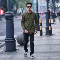 Mars Fashion - Kemeja Pria Lengan Panjang CVC Hijau Ukuran L