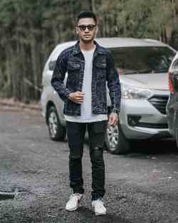 Mars Fashion - Jaket Jeans Pria Sand Wash Hitam Ukuran L