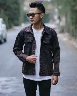 Mars Fashion - Jaket Jeans Pria Sand Wash Cokelat Ukuran L