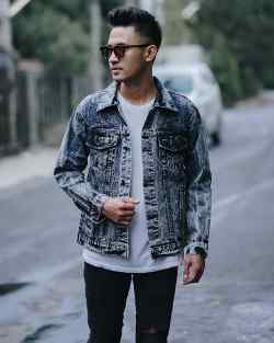 Mars Fashion - Jaket Jeans Pria Sand Wash Abu Ukuran XL